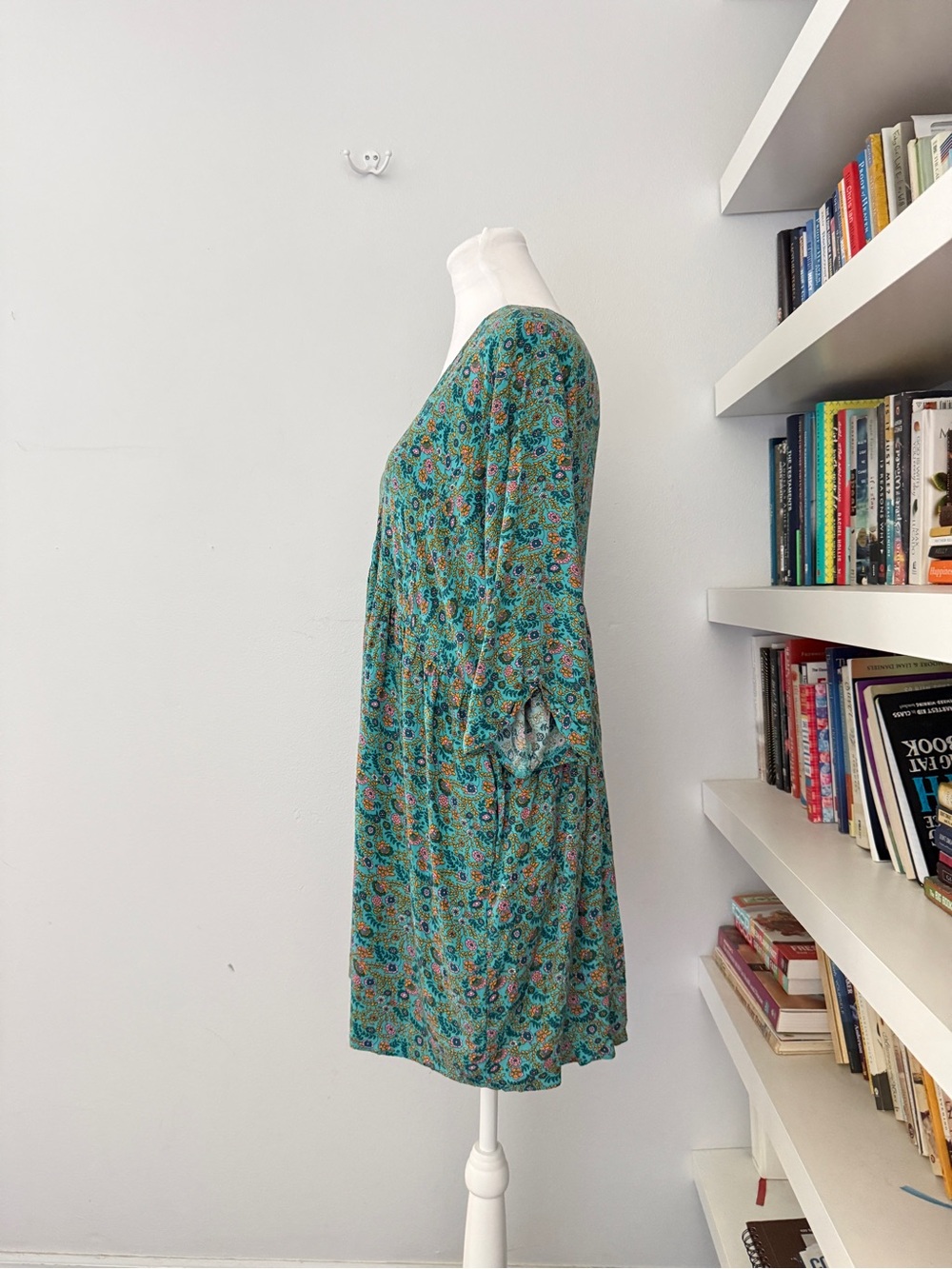 Natural Life Stella V Neck Dress Blue Floral Peasant Prairie Boho XL - Picture 5 of 12